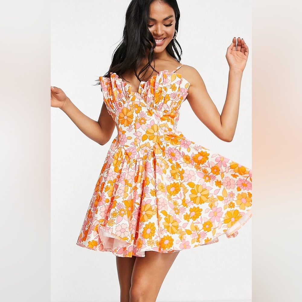 Mini dress by ASOS Luxe ,It’s giving 60’s flowers